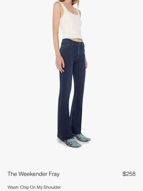 Mother The Weekender Fray Mid Rise Dark Blue Women’s 29x31 EUC